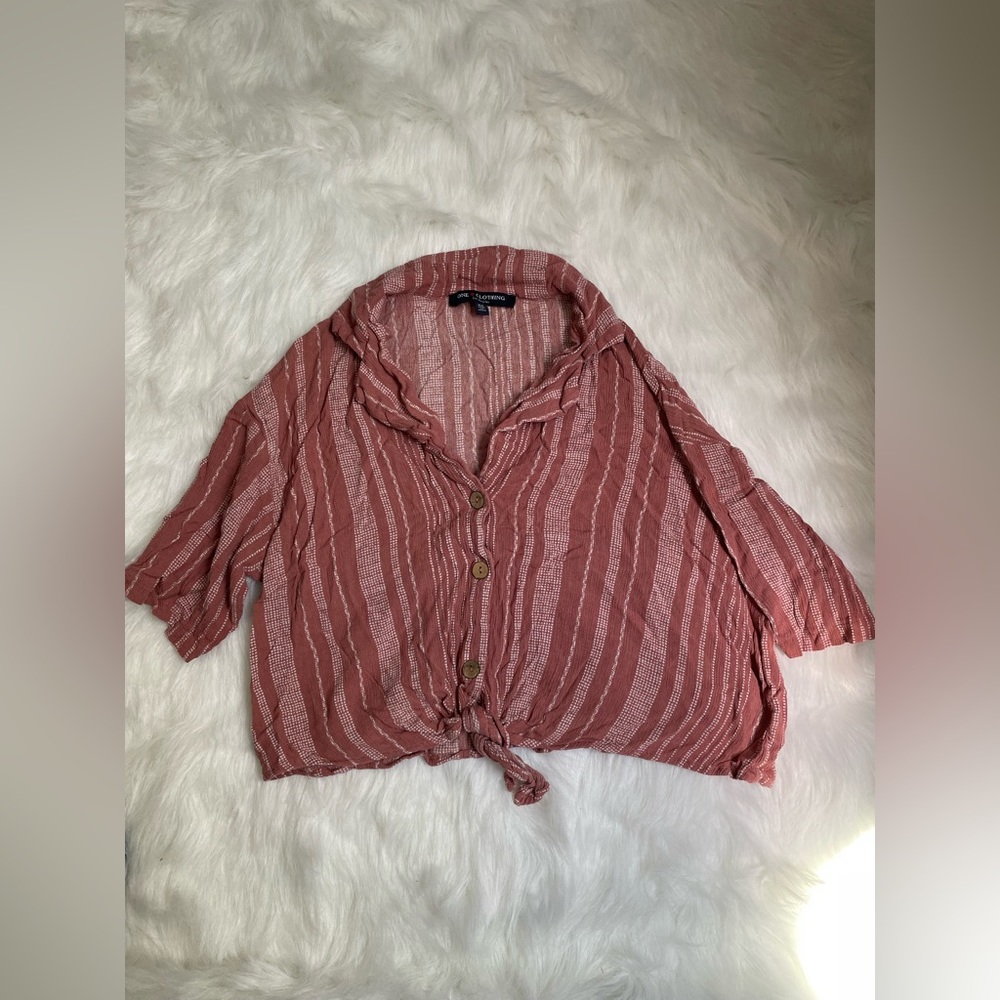 Pink Cropped Tied Up Blouse